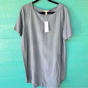 Eileen Fisher Gray Short-Sleeve Shift Dress